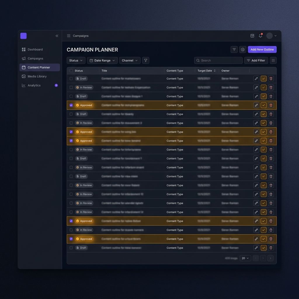 Campaign planner dashboard screenshot