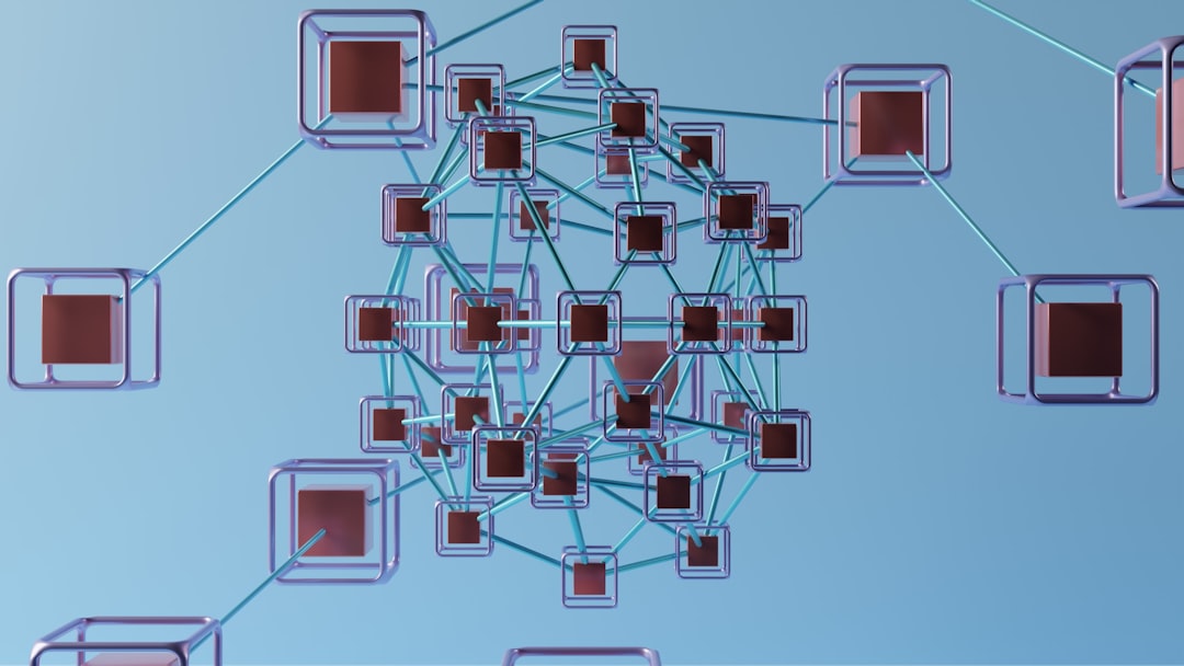 A minimal and professional abstract image showing a complex web of interconnected points, representing the concept of entity association replacing simple links.
