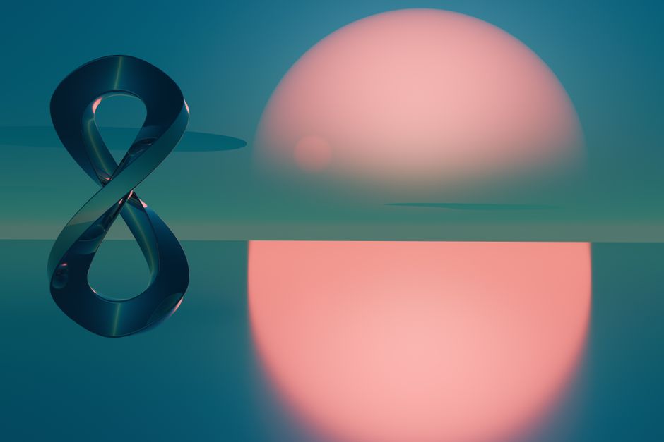 An object reflected endlessly between two modern mirrors, creating a visual echo that recedes into the distance, representing a signal that AI can't ignore.